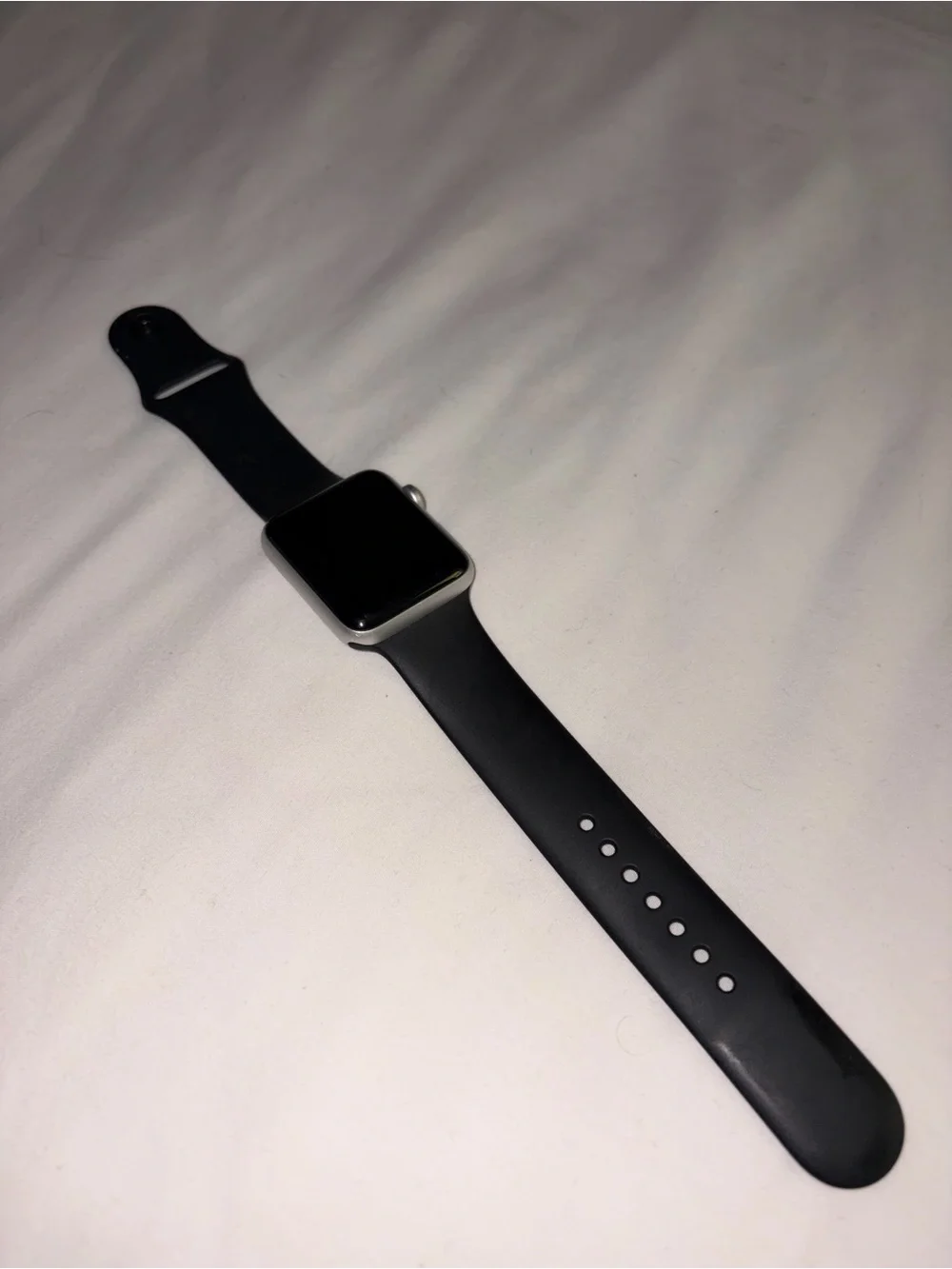 Apple Watch Series 3 Silver Aluminum case with black sport band